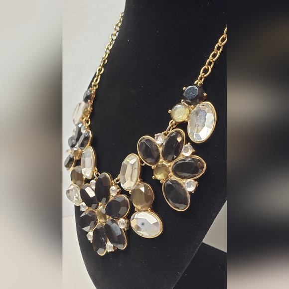 Kate Spade Black/Green/Clear Rhinestone Statement Necklace Goldtone - Picture 11 of 11
